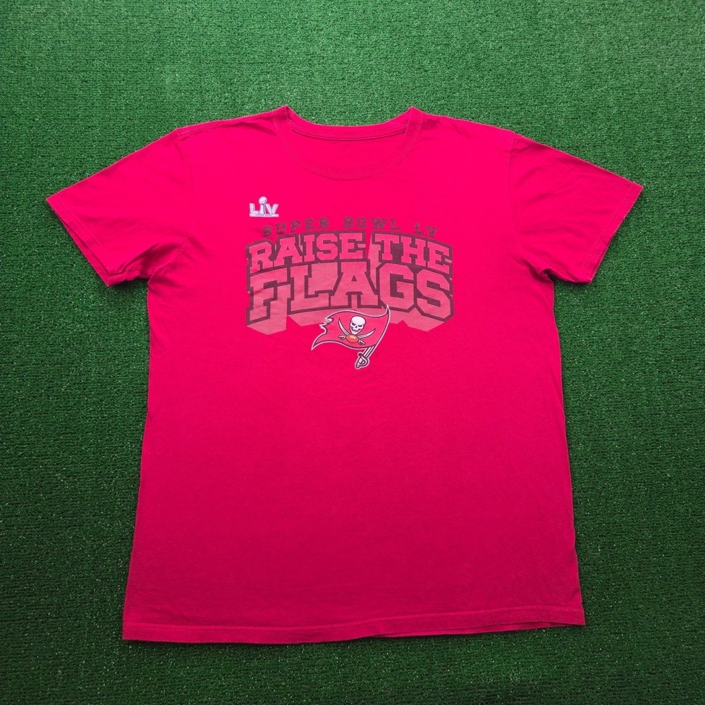 Tampa Bay Buccaneers Super Bowl LV Raise The Flags Tshirt Mens Large Red NFL
